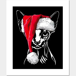 Funny Sphynx Santa Christmas cat mom gift Posters and Art